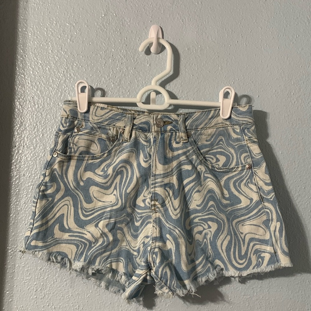 Blue and white swirl Jean shorts